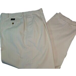 Nautica Men's Khaki Pants Size 40x32 Off White Pleated Front 100% Cotton Cuffed
